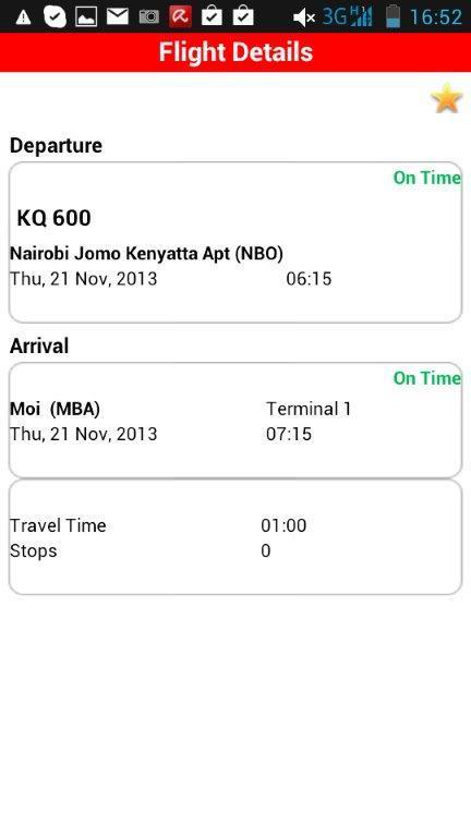 KQ Flight Timetable