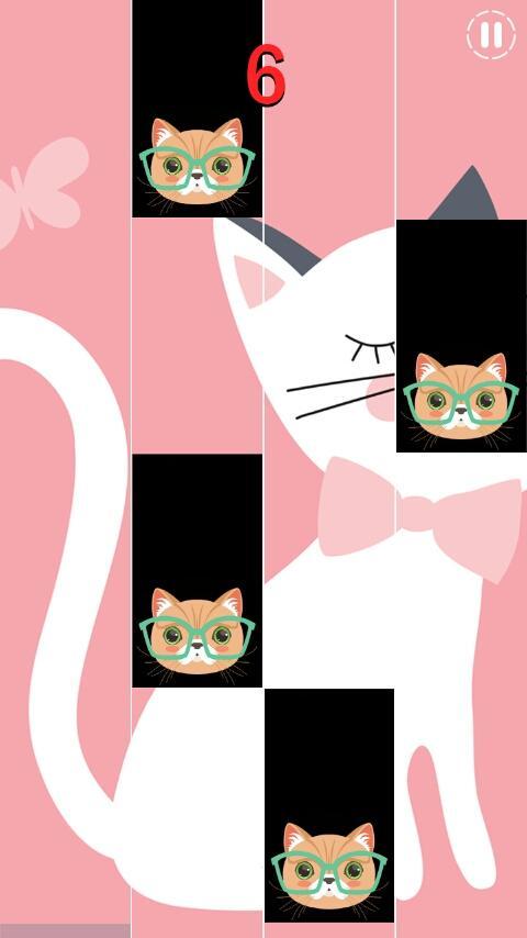 Cat Pink Piano Tiless