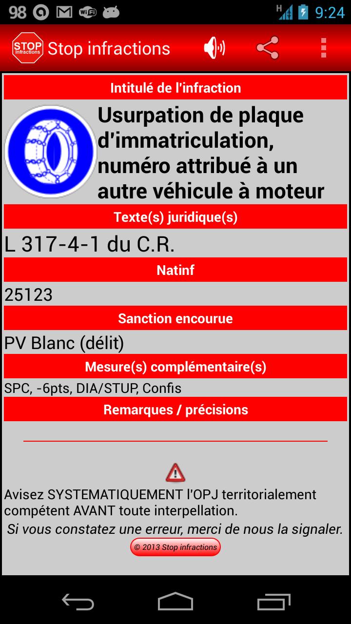 Stop infractions