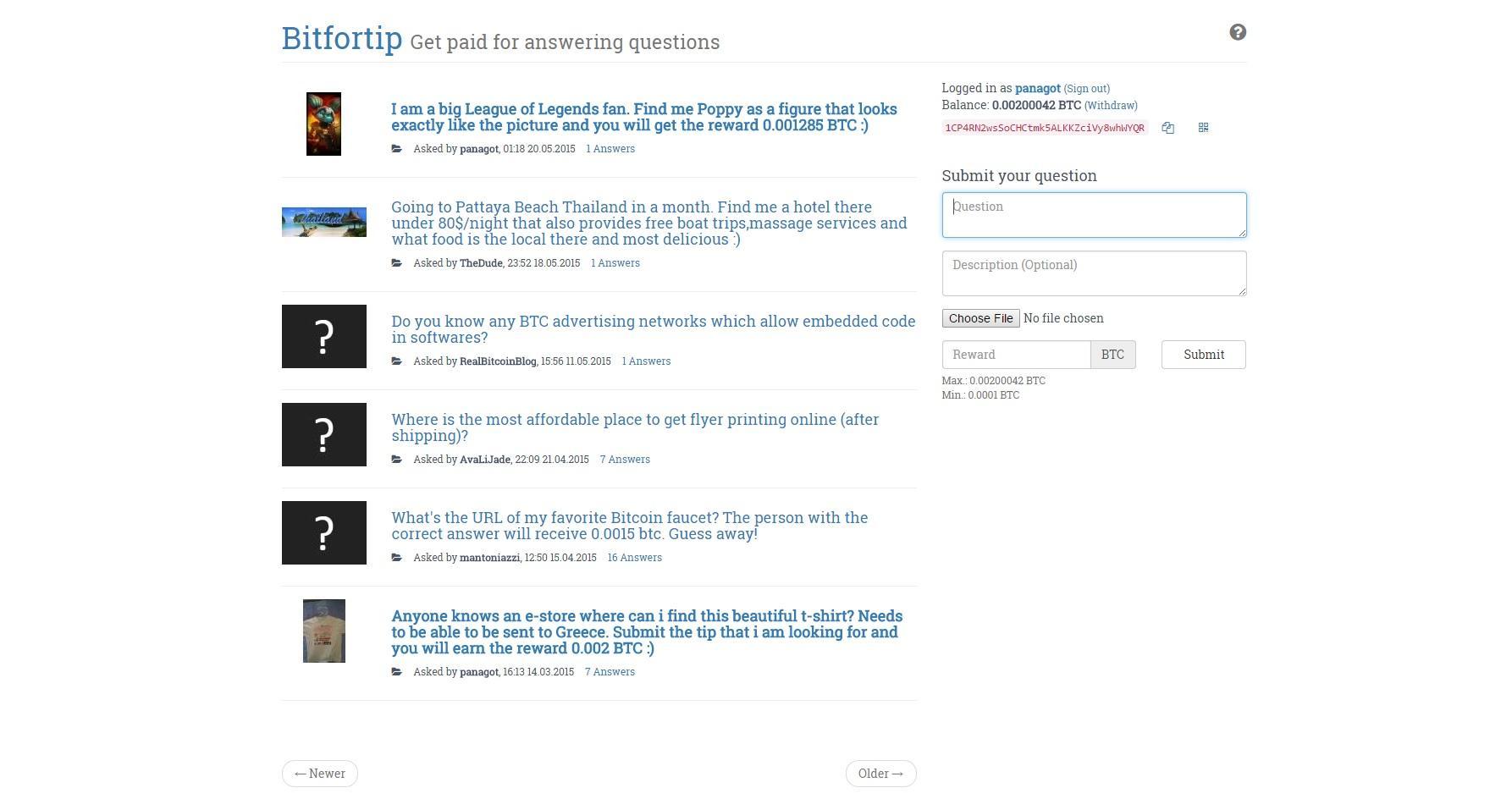 Bitfortip. Tip & earn Bitcoins