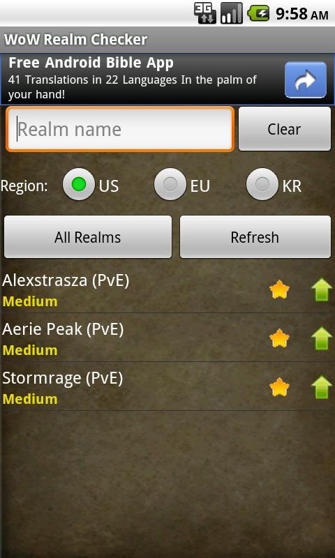 Unofficial WoW Realm Checker