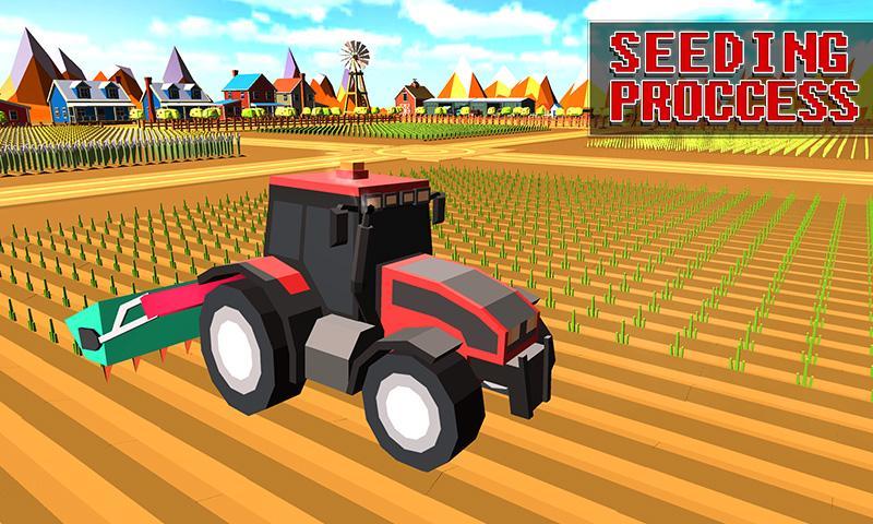 Blocky Plow Farming Harvester