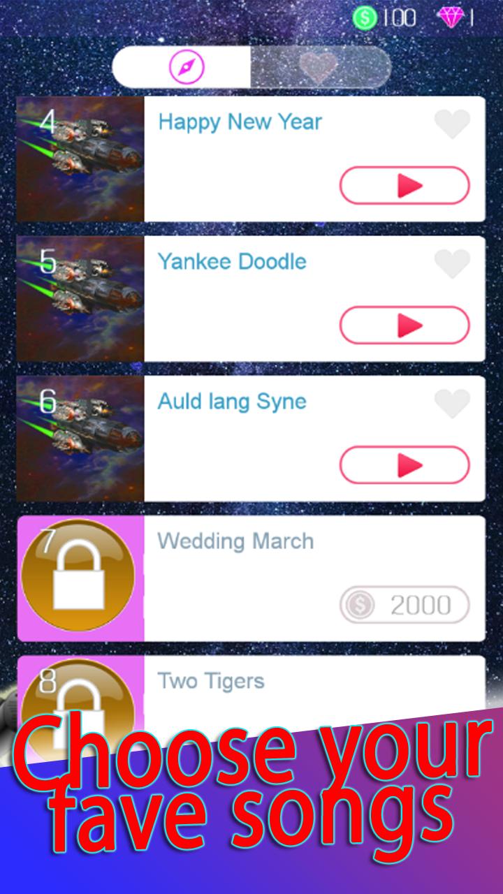 Galaxy Wars Piano Tiles